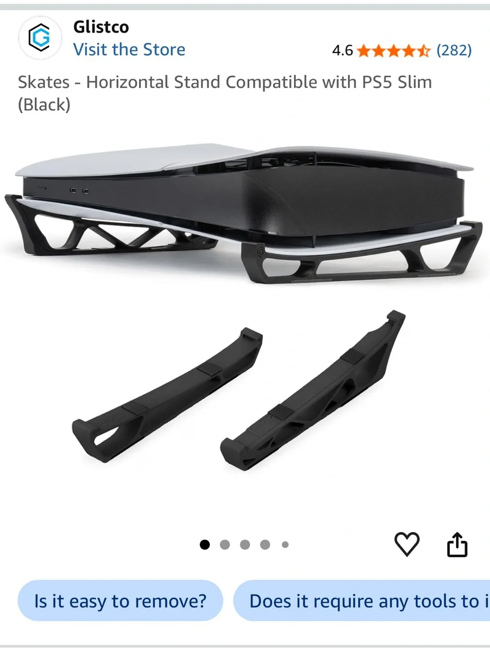 Black Horizontal Stand Skates for PS5 Slim
